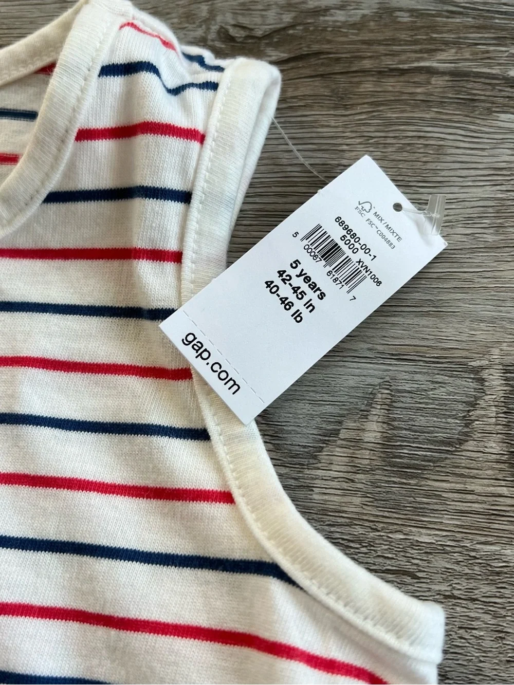 NWT Gap Girls Red, White and Blue Striped Tank Top Size 5